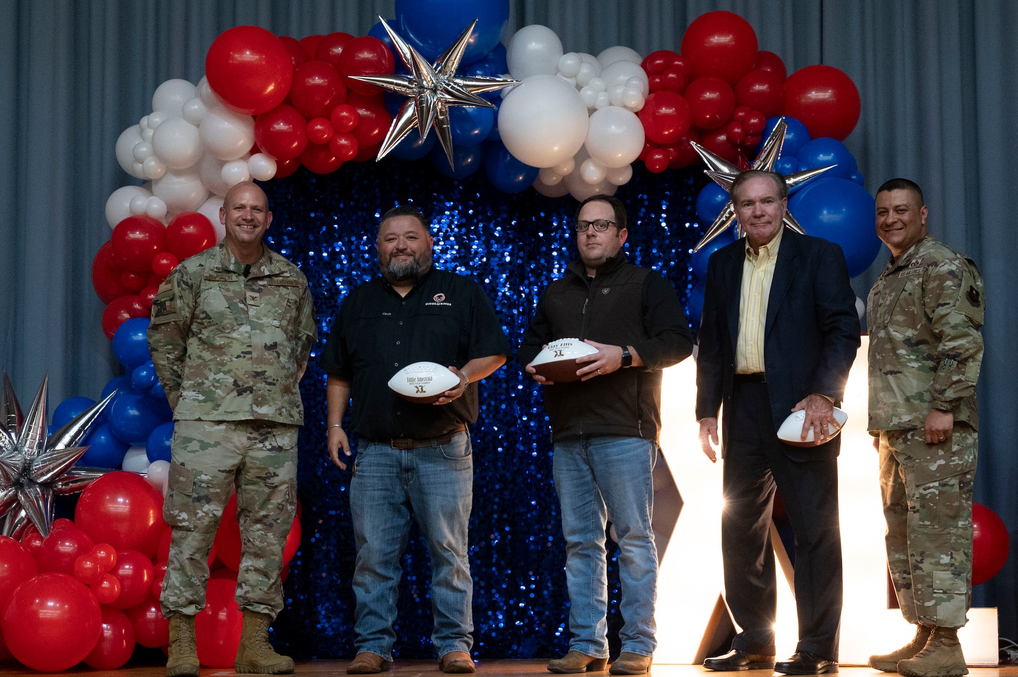 Award winners received footballs as representation of the support and dedication from Laughlin’s civic leaders to help Laughlin’s mission make it to the “end zone” every year. (U.S. Air Force photo by Senior Airman Kailee Reynolds)