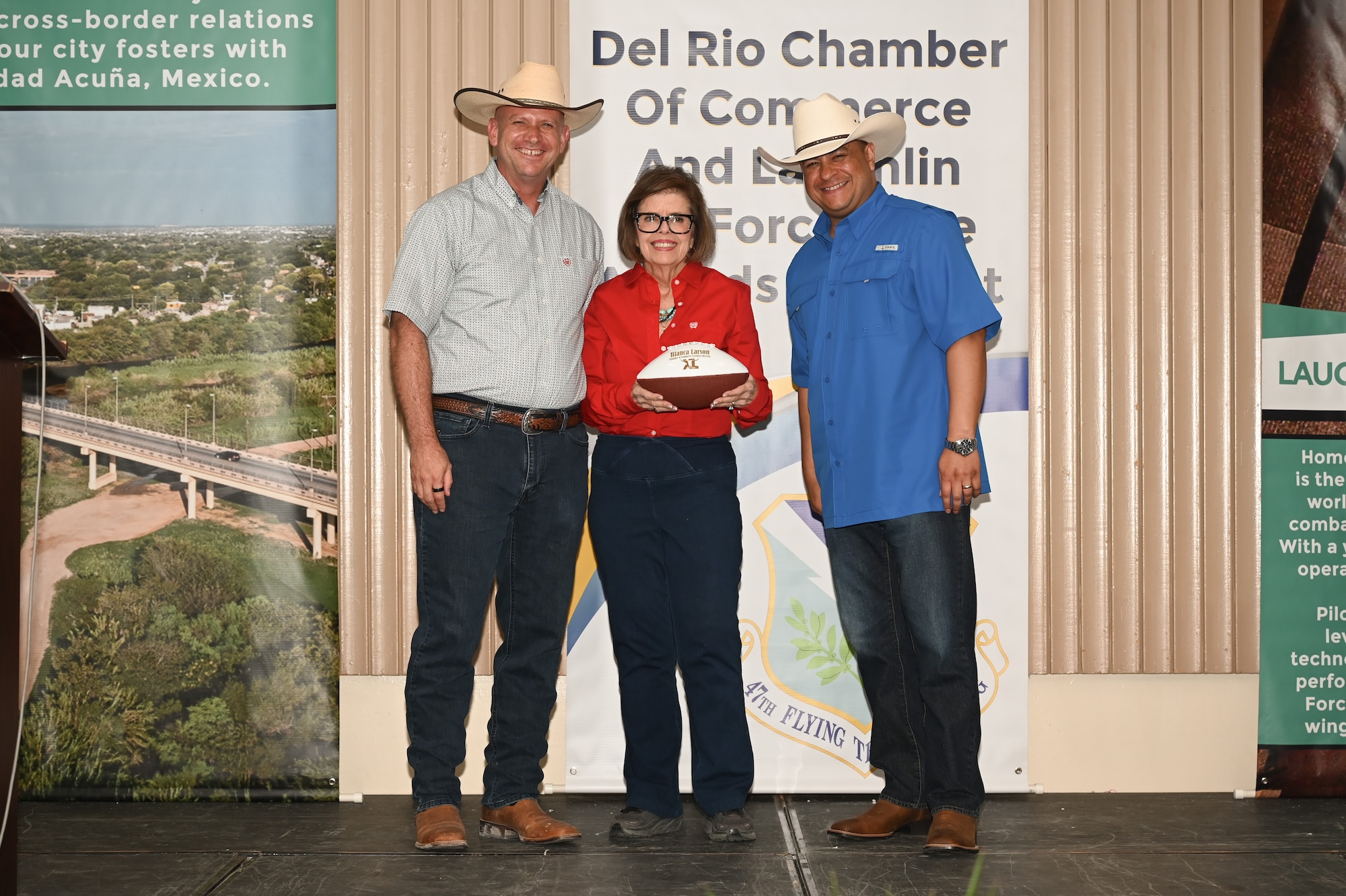 Award winners received footballs as representation of the support and dedication from Laughlin’s civic leaders to help Laughlin’s mission make it to the “end zone” every year. (U.S. Air Force photo by Senior Airman Kailee Reynolds)
