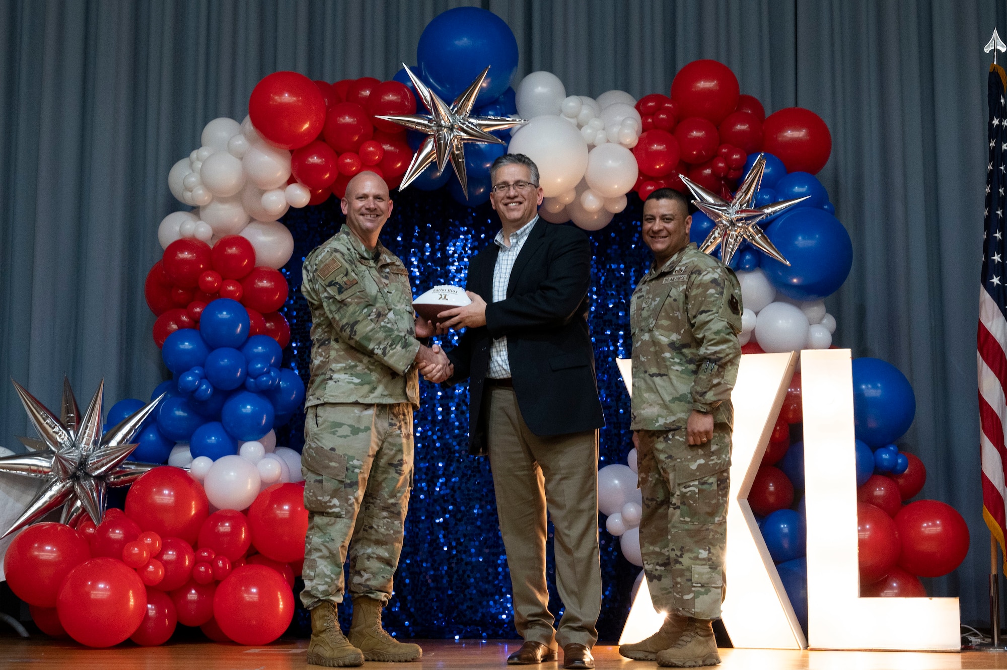 Award winners received footballs as representation of the support and dedication from Laughlin’s civic leaders to help Laughlin’s mission make it to the “end zone” every year. (U.S. Air Force photo by Senior Airman Kailee Reynolds)