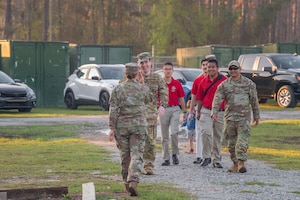 U.S. Air Force ROTC cadets from Valdosta State University Detachment 172 visit the 820th Base Defense Group at Moody Air Force Base, Georgia, March 15, 2024. As part of Women in Aviation Week, the ROTC cadets watched the 820 BDG conduct a training exercise. Team Moody’s annual WIA events aim to highlight aviation-related career fields and inspire local youth to consider futures in the Air Force. (U.S. Air Force photo by Airman 1st Class Iain Stanley)