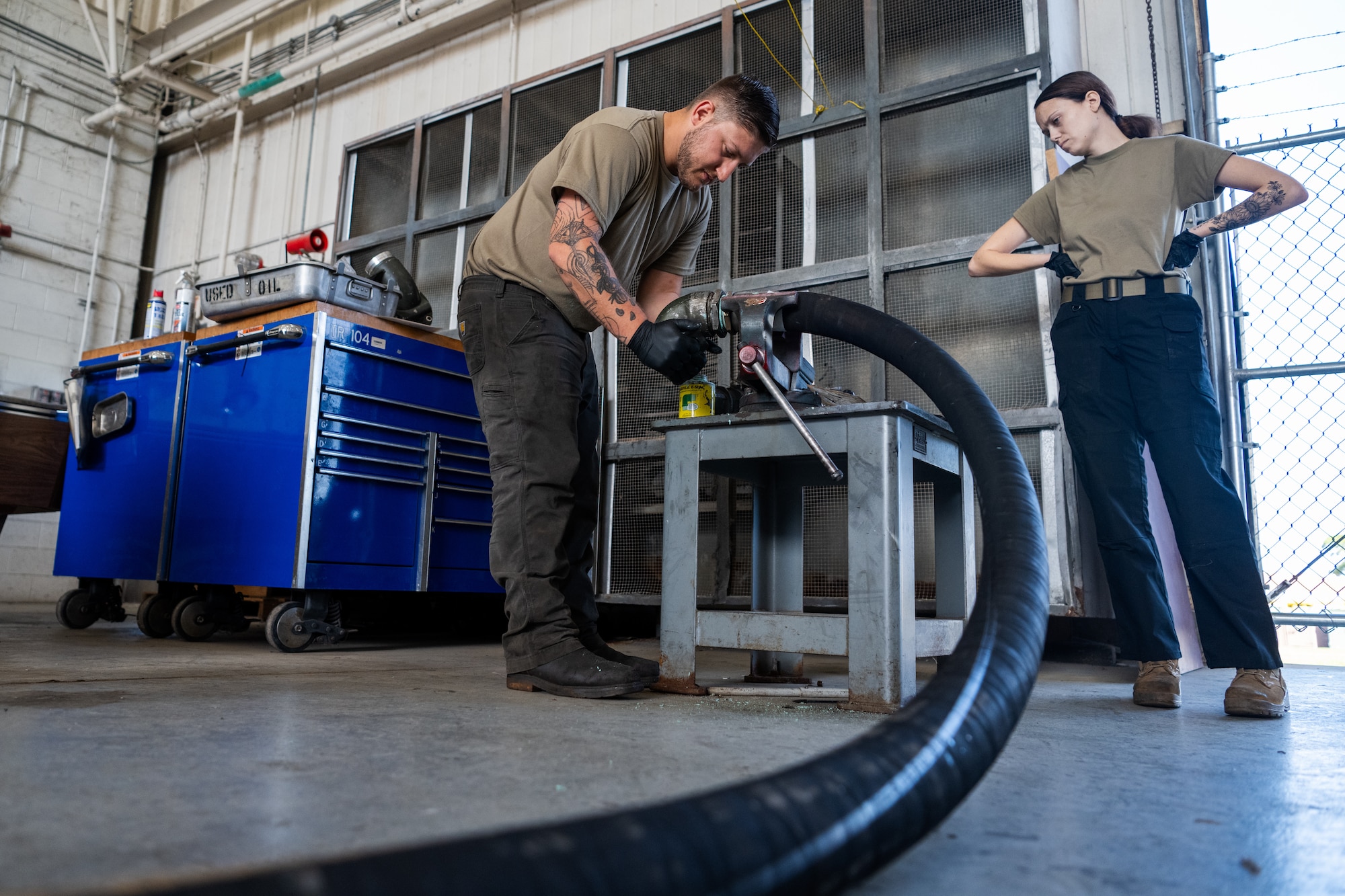 The test certifies the 6th LRS POL flight’s capability to perform hot pit refueling with their R-12 refueling truck. (U.S. Air Force photo by Senior Airman Zachary Foster)