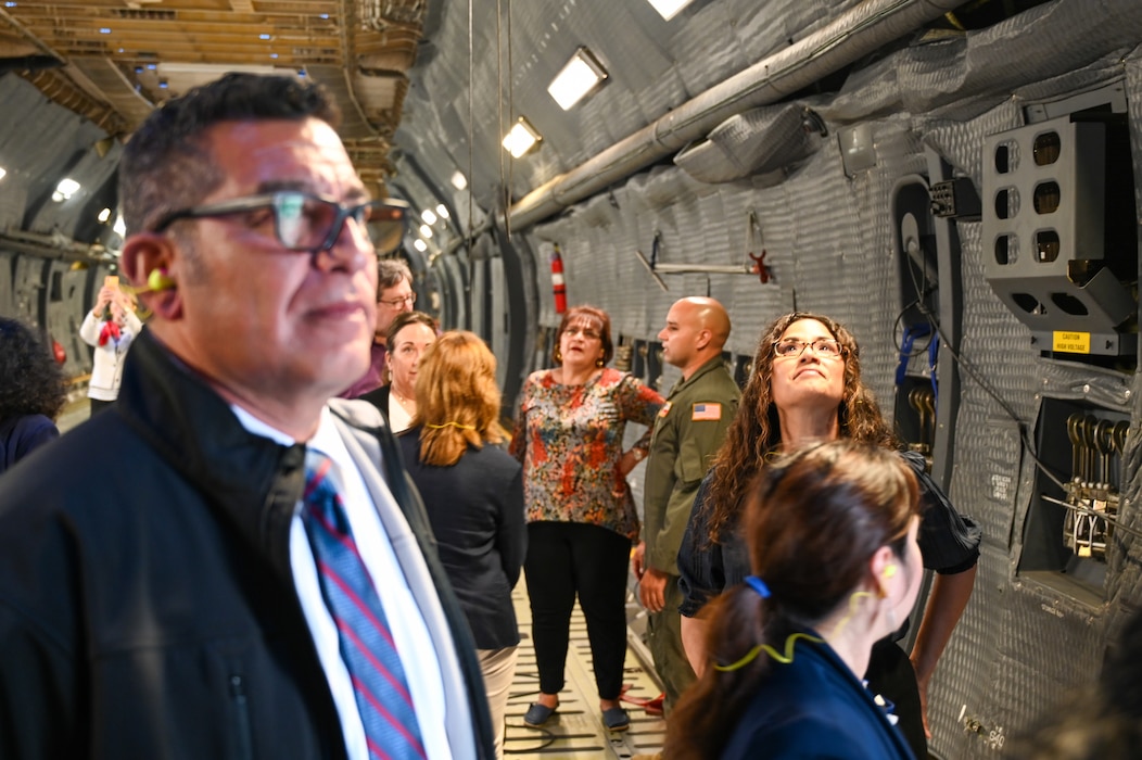 Masters Leadership Program of Greater San Antonio members tour a C-5M Super Galaxy as part of their tour across Joint Base San Antonio-Lackland, Texas Mar. 14, 2024.
