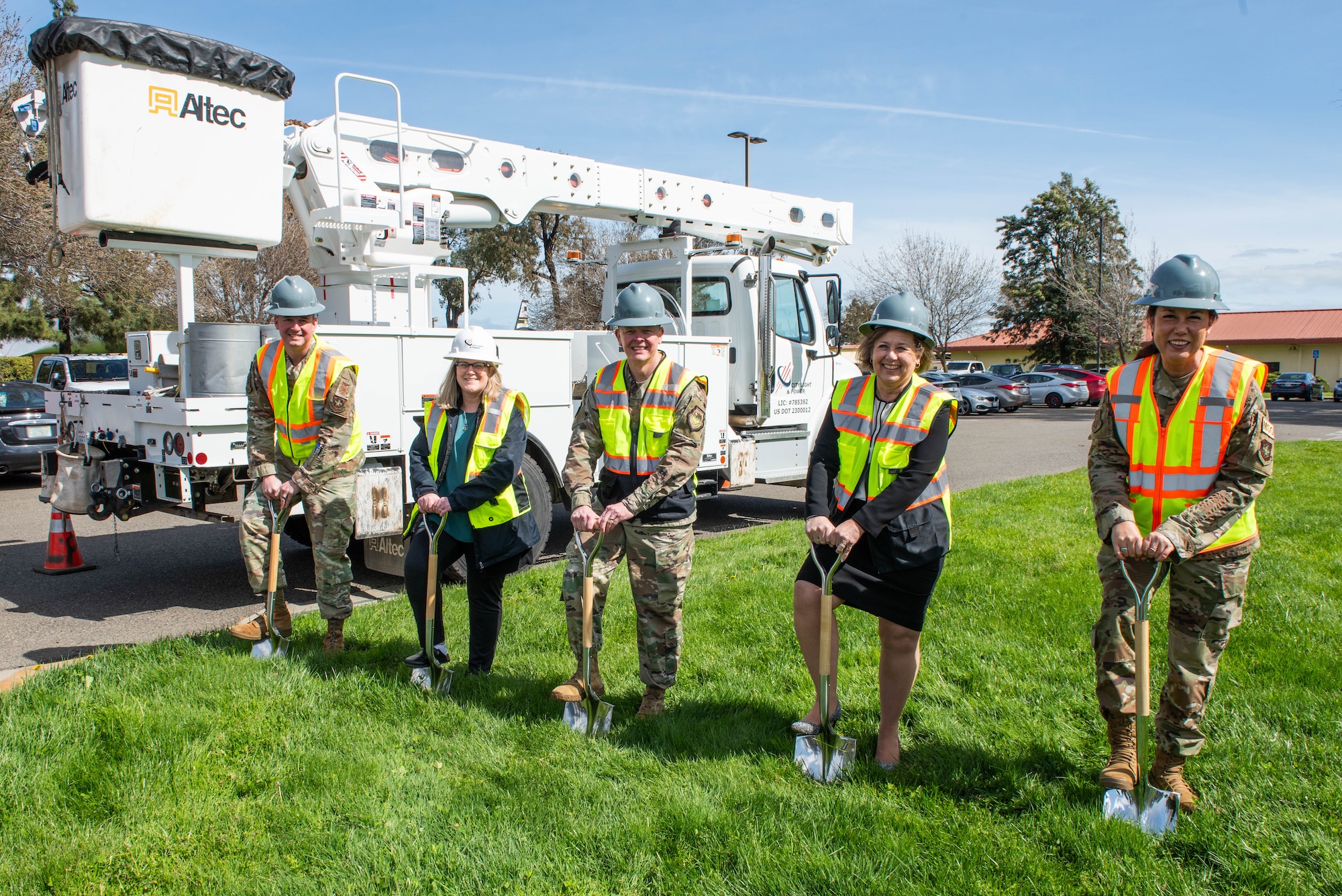 Civic and base leaders perform ground breaking ceremony