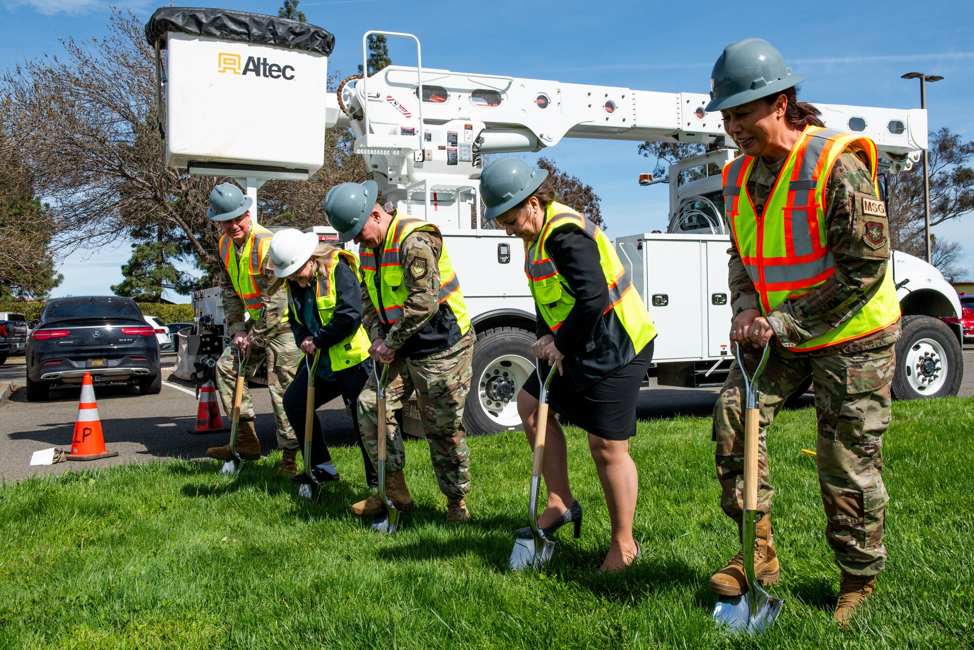 Civic and base leaders perform ground breaking ceremony