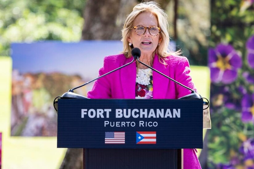 First Lady Jill Biden visits military families at Fort Buchanan