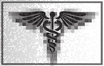 A logo of the medical industry with a subdued grey background.