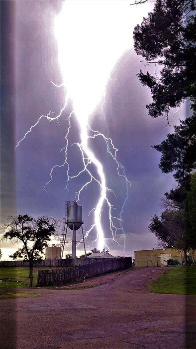 Lightning strikes near Conchas Dam, N.M., during an unexpected thunderstorm, summer 2023. Photo by Jonathan Hicks, natural resource specialist at Conchas Lake.