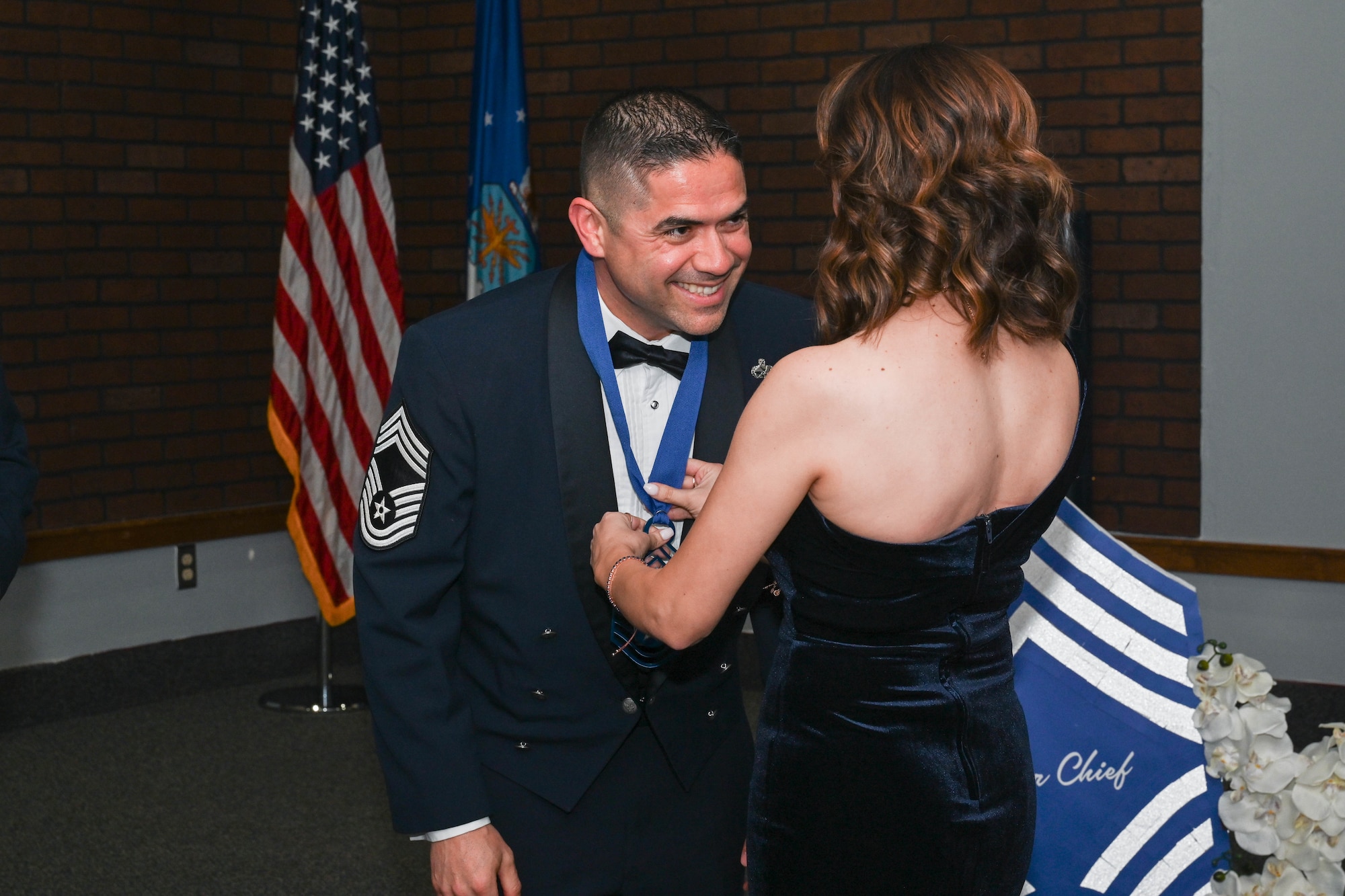 Airman smiles at wife