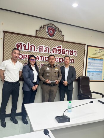Special Agent Chow meets with Chonburi Provincial Police to discuss tactics, techniques, and procedures during Cobra Gold 2024.