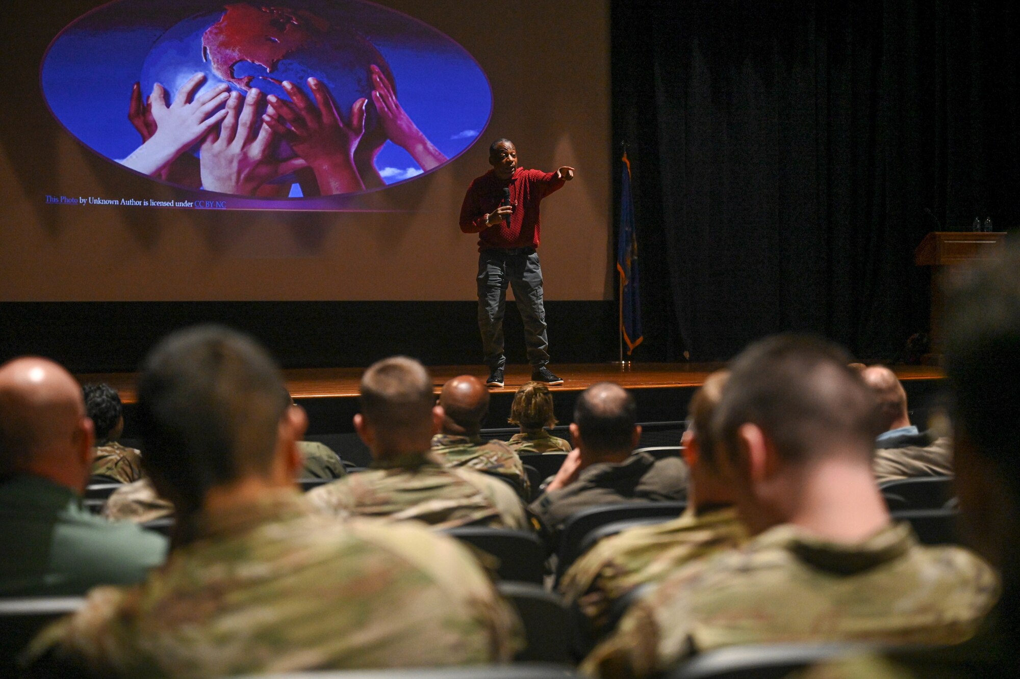 A man speaks to a crowd.