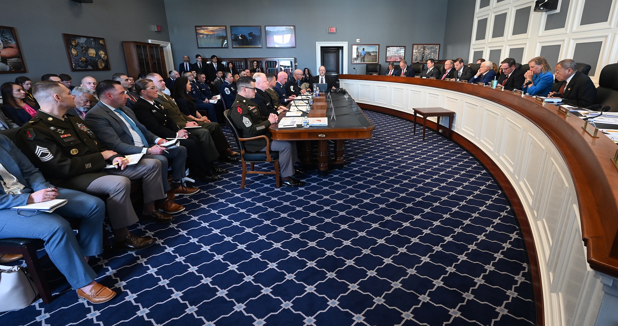 Chief Master Sergeant of the Air Force David Flosi and Chief Master Sergeant of the Space Force John Bentivegna testify before a House Appropriations committee in the Rayburn Building, Washington, D.C., Mar 20, 2024.