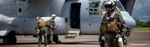 U.S. Marine Corps Capt. Logan Vaughan, a MV-22B Osprey pilot with Marine Medium Tilt-Rotor Squadron (VMM) 265, walks the flight line during Marine Aviation Support Activities 22-2, July 18, 2022, Subic Bay, Philippines.