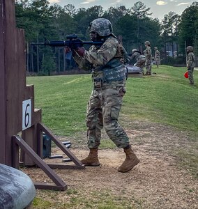 A Louisiana National Guard Soldier from the Headquarters and Headquarters Company, 139th Regional Support Group, participates in pre-mobilization annual training at Louisiana National Guard Training Center Pineville. The training was conducted with 85 Soldiers March 2-16, 2024, to prepare for deployment to Europe this spring to support the European Assure, Deter and Reinforce mission.