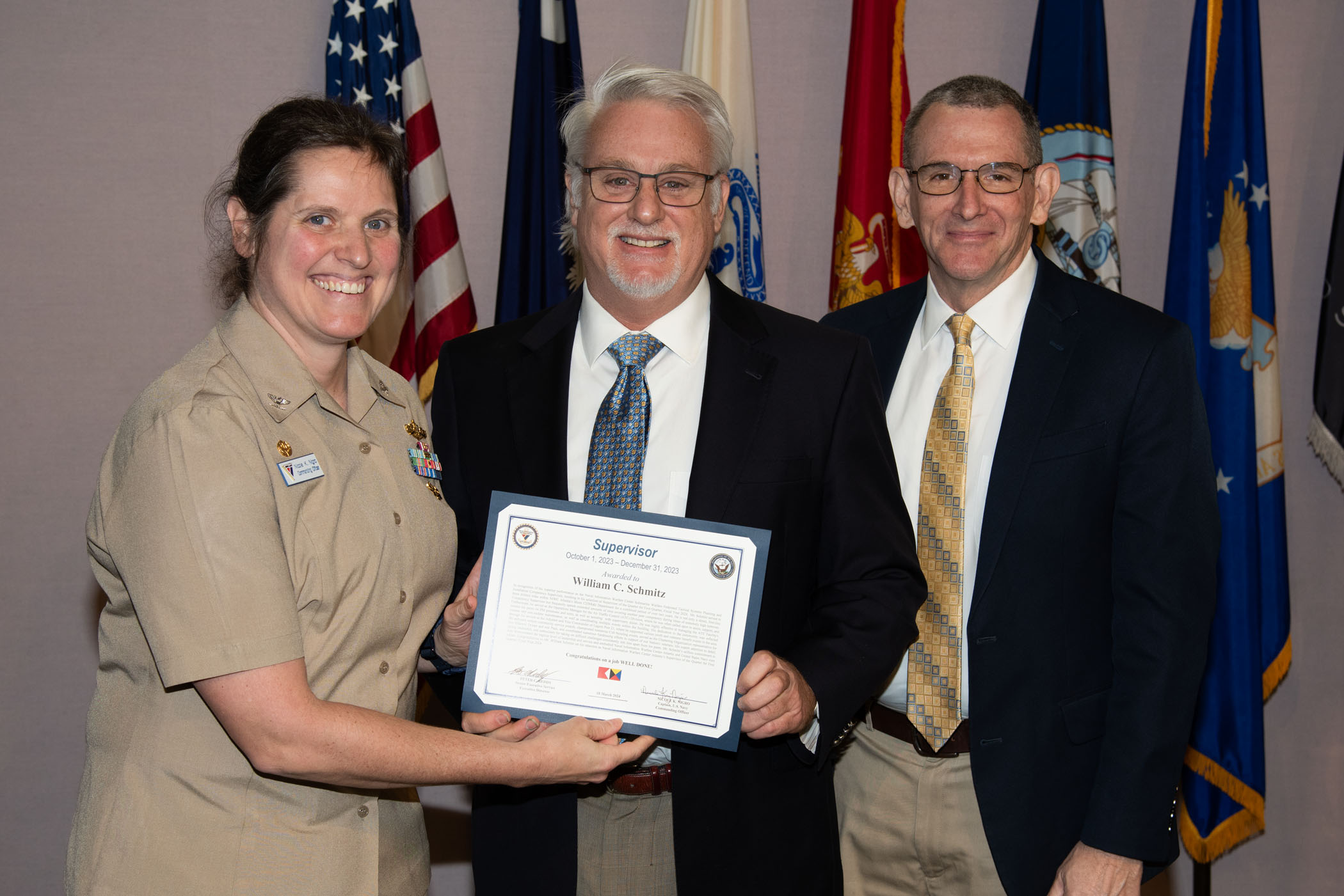 Supervisor of the Quarter, 1st Quarter FY24 presented to William Schmitz