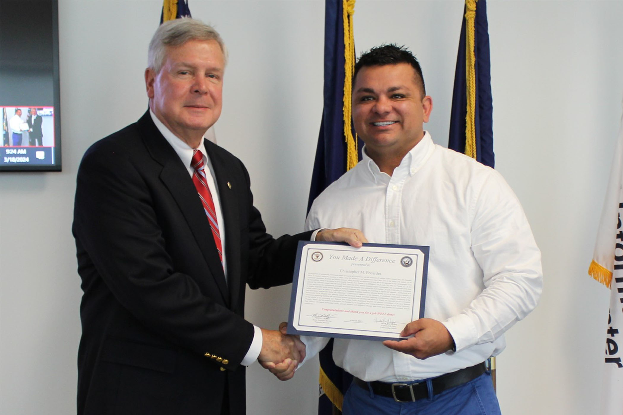You Made a Difference award presented to Chris Encardes.