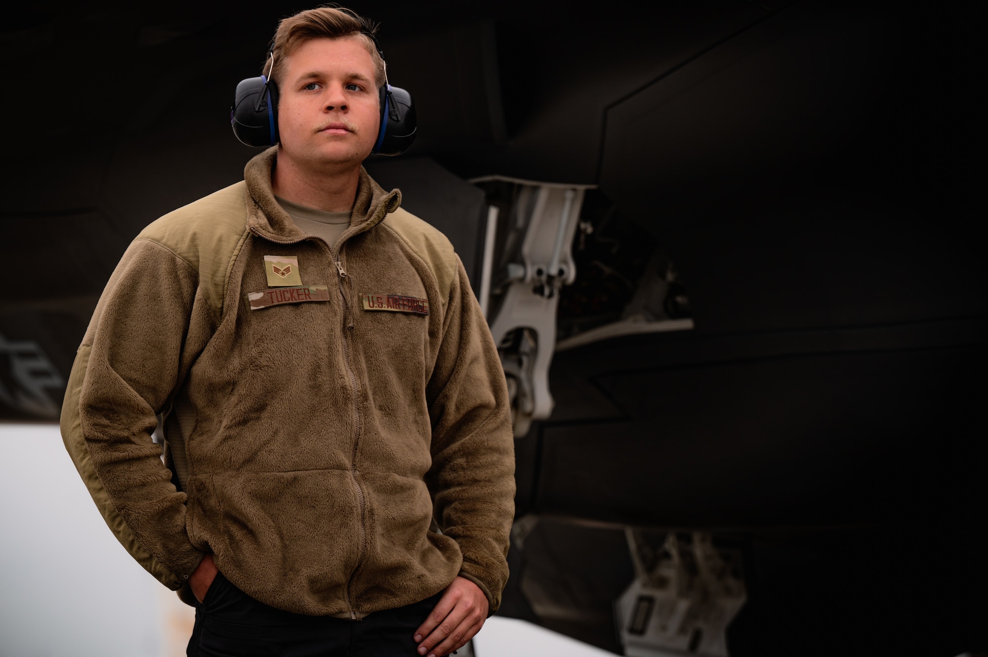 Maintainer observes runway