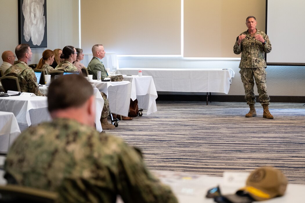 Vice Adm. Michael Boyle, commander, U.S. 3rd Fleet, speaks at the 2024 Tri-Service Reserve Officers Training Corps (ROTC) Conference hosted by Naval Service Training Command (NSTC) in San Diego, March 6. NSTC supports 98 percent of initial officer and enlisted accessions training for the Navy, as well as the Navy’s Citizenship Development program. NSTC’s support includes Recruit Training Command at Naval Station Great Lakes, Illinois, the Naval ROTC program at more than 160 colleges and universities, Officer Training Command at Newport, Rhode Island and Navy Junior ROTC and Navy National Defense Cadet Corps citizenship development programs at more than 600 high schools worldwide.