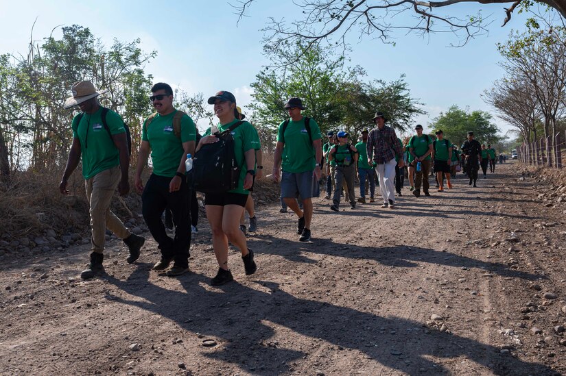 More than 100 Joint Task Force-Bravo personnel participated in the 95th humanitarian hike to deliver goods to people living in a remote village.