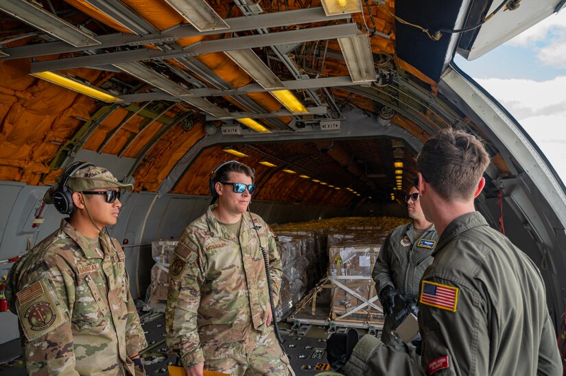 The aircraft and crews delivered over 24 pallets as part of the Denton Program, a Department of Defense transportation program that moves humanitarian cargo, donated by U.S. based Non-Governmental Organizations (NGOs) to developing nations to ease human suffering.