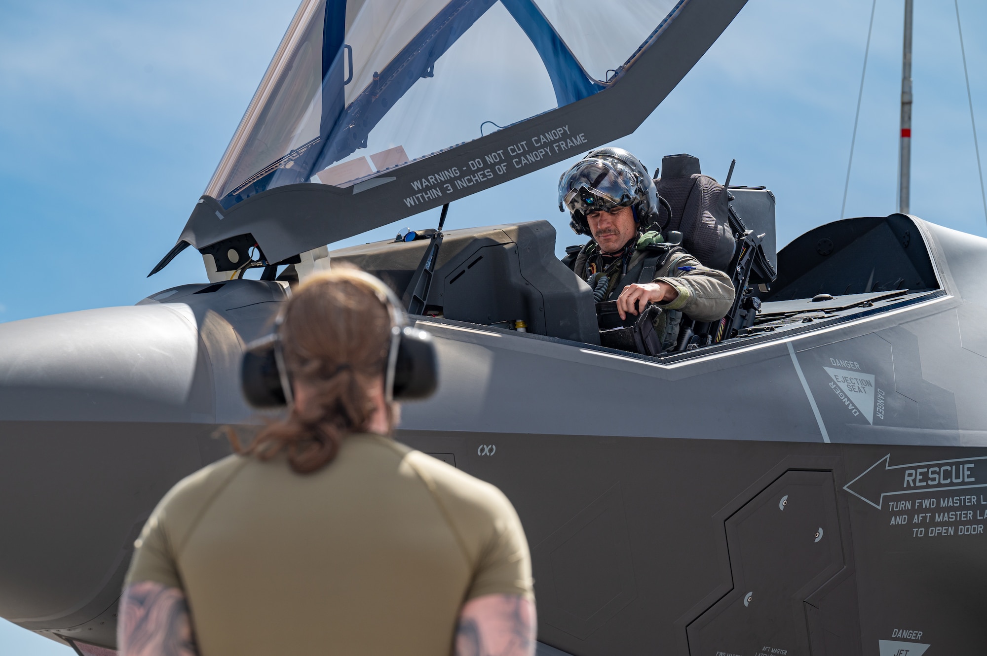 Members of the Royal Netherlands Air Force prepare to launch an F-35A Lightning II during Red Flag-Nellis 24-2 at Nellis Air Force Base, Nevada, March 13, 2024.