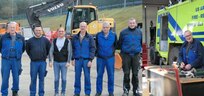 Johann Landfried is the maintenance supervisor at the 405th Army Field Support Brigade’s Base Support Operations Maintenance in Hohenfels, Germany. Pictured here, Landfried (far left) poses for a photo with some of his team members from BASOPS Maintenance. Landfried celebrates 40 years working for the Army this month. (U.S. Army courtesy photo)