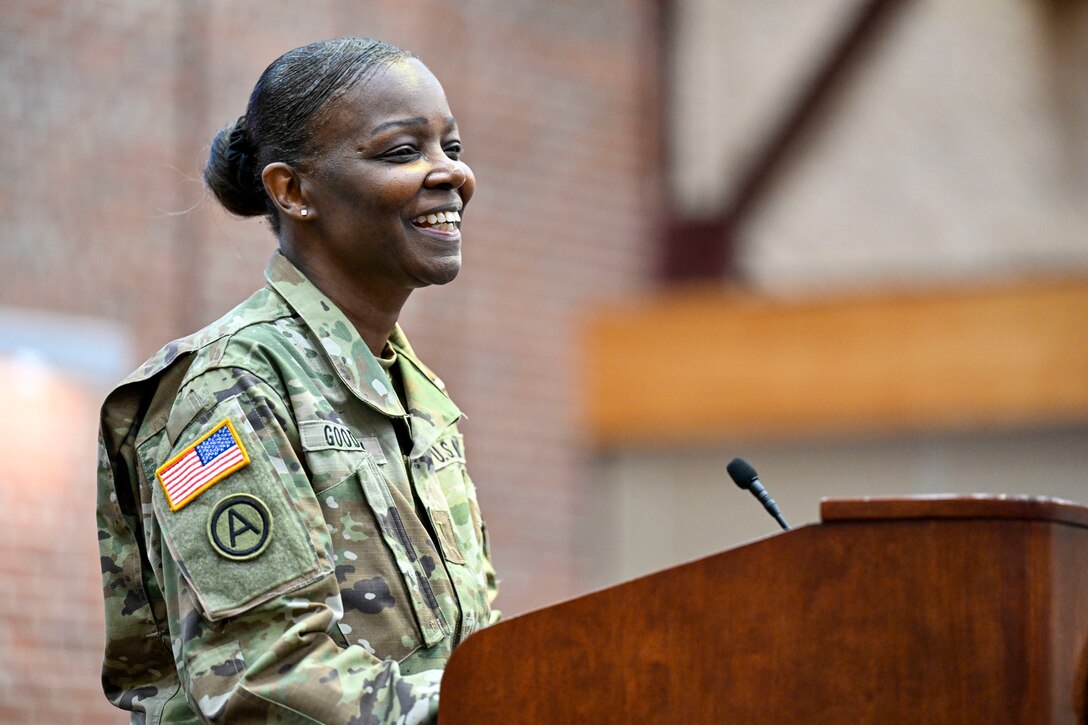 CW5 D'Juana Goodwin speaks during annual observance