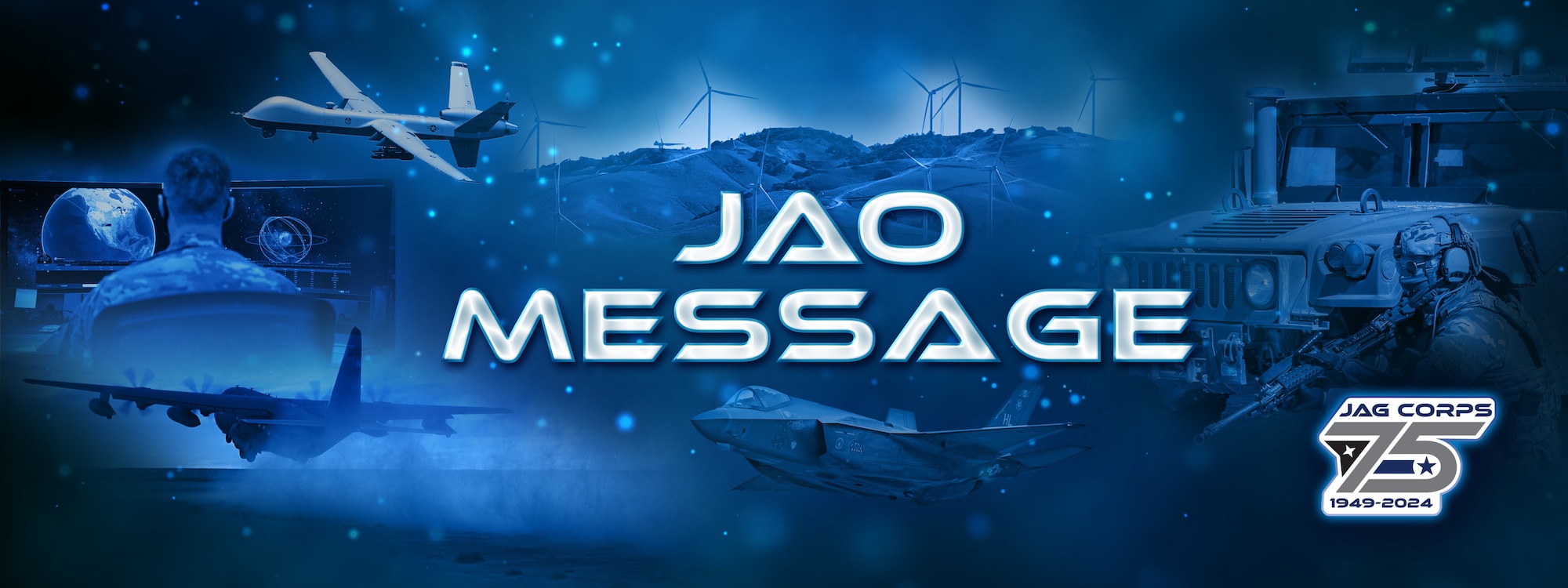 JAO Message. Modified Illustration: Collage of Air Force images over glitter background © k_e_n /Adobe Stock [image is not public domain]