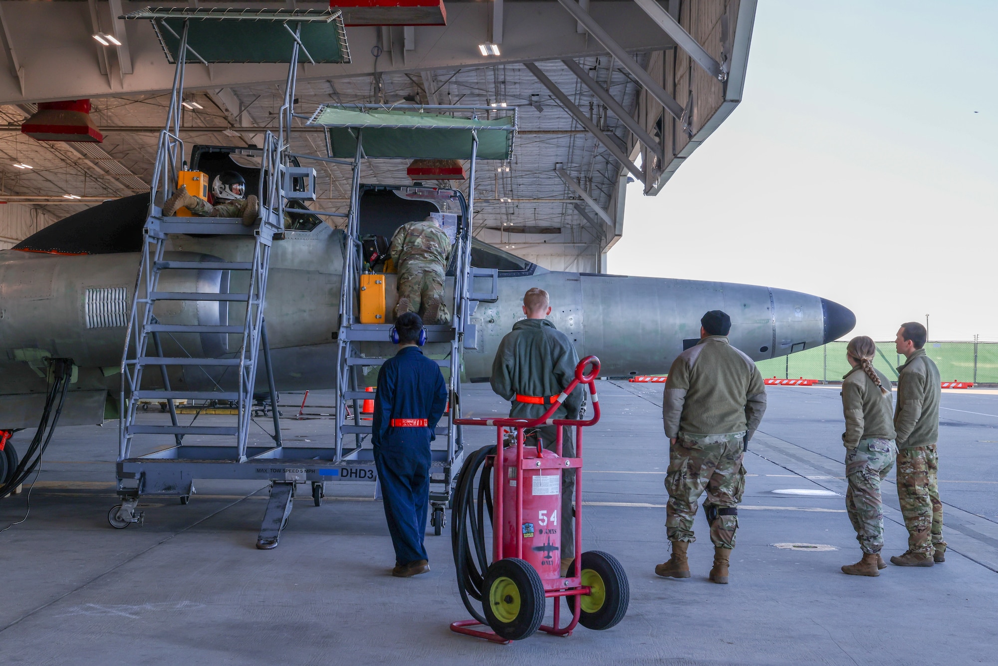 U.S Air Force 9th Aircraft Maintenance Squadron maintainers prepare TU-2S Dragon Lady 1078 for its first high flight after almost three years of maintenance at Beale Air Force Base, California, Feb. 22, 2024.