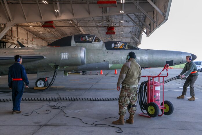 U.S Air Force 9th Aircraft Maintenance Squadron maintainers prepare TU-2S Dragon Lady 1078 for its first high flight after almost three years of maintenance at Beale Air Force Base, California, Feb. 22, 2024.