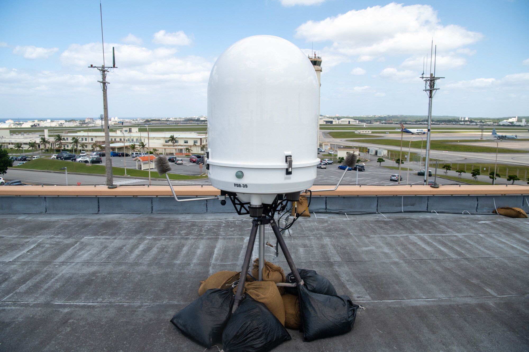 A weather radar gathers information for weather operations forecasters assigned to the 18th Operations Support Squadron at Kadena Air Base