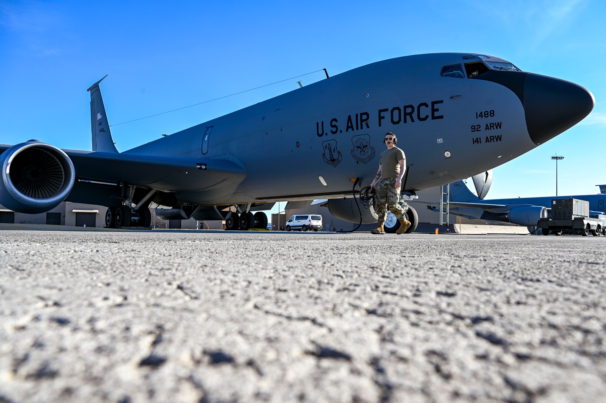 Airman walks away from KC-135 Stratotanker