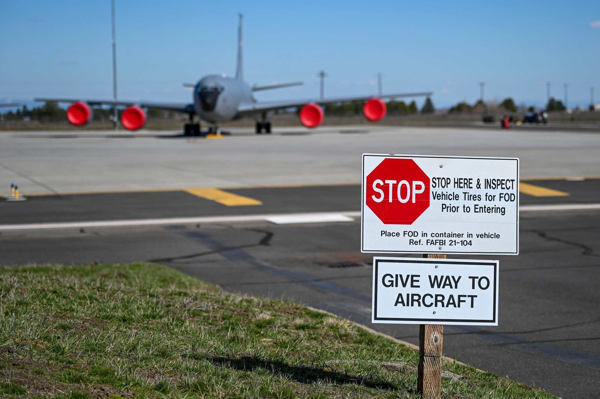 flightline sign in front of KC-135 Stratotanker
