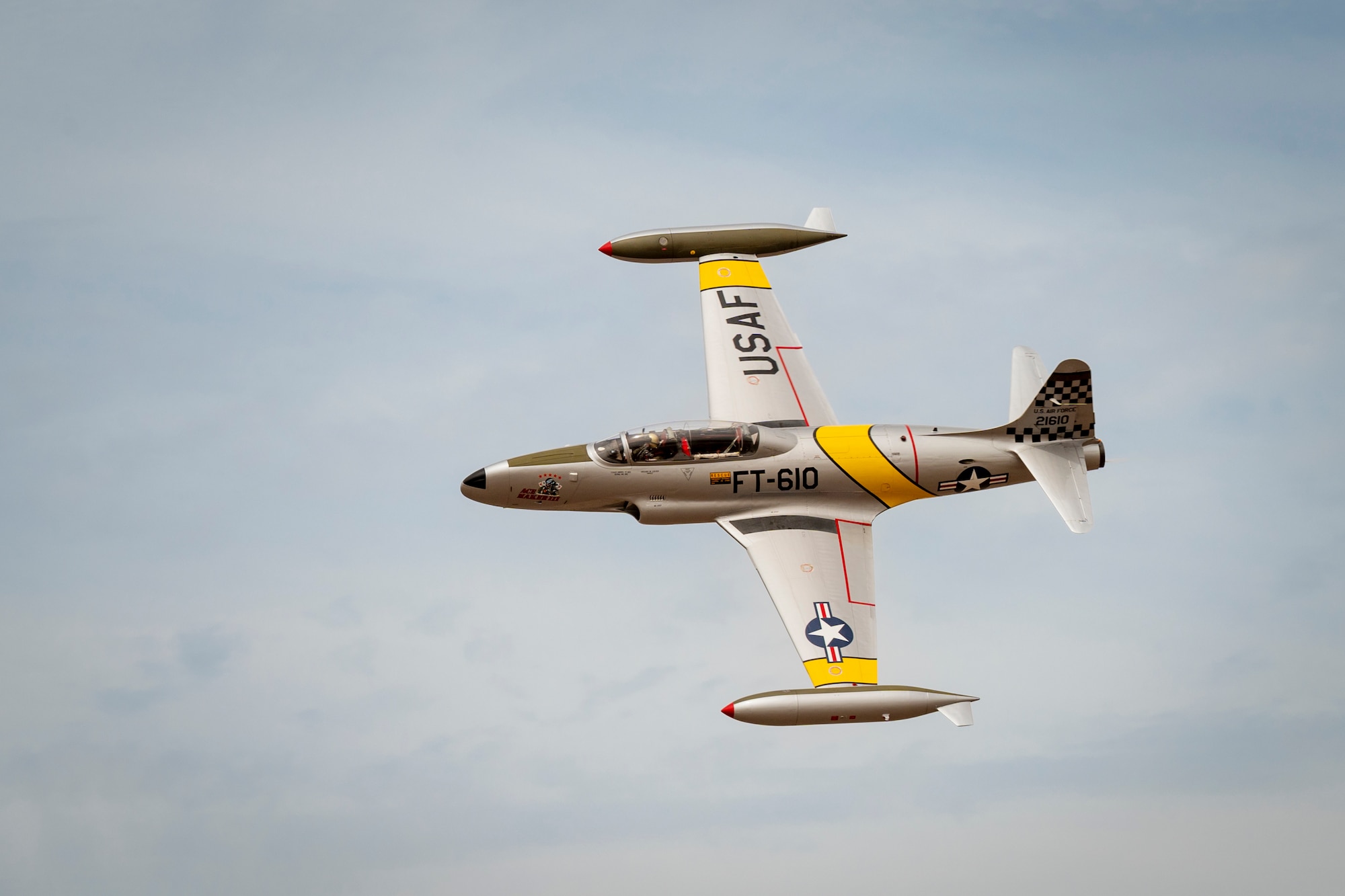 The Acemaker III, showcasing a T-33 Shooting Star, performs during Luke Days 2024, March 23, 2024, at Luke Air Force Base, Arizona.