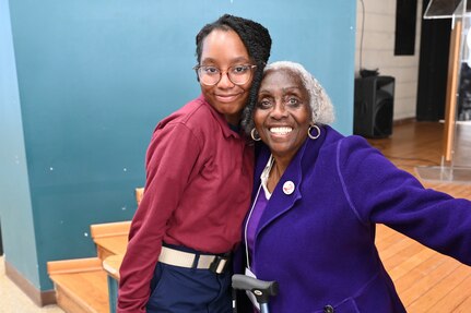 Chief Master Sgt. Tracy Winborne, senior enlisted leader, 201st Airlift Squadron, District of Columbia Air National Guard, and Johnnie Scott-Rice, chairperson, National Congress of Black Women, serve as guest speakers for the Capital Guardian Youth Challenge Academy’s monthly Cupcakes and Conversations, March 21, 2024.  Cupcakes and Conversations provides a space for one-on-one engagements with prominent civic leaders and professionals.