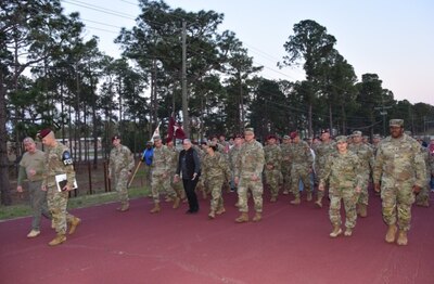 March 20th marked the 20th Anniversary of the tragic loss of Lt. Col. Mark Taylor and Sgt. Matthew Sandri due to a rocket attack. To commemorate their sacrifice, Sandri’s parents, several leaders and staff from Womack Army Medical Center and various Units from across Fort Liberty came together for the Sunset Liberty March.