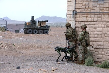 U.S. Soldiers assigned to the 1st Battalion, 29th Infantry Regiment take part in a Human Machine Integration demonstration at Project Convergence Capstone 4.