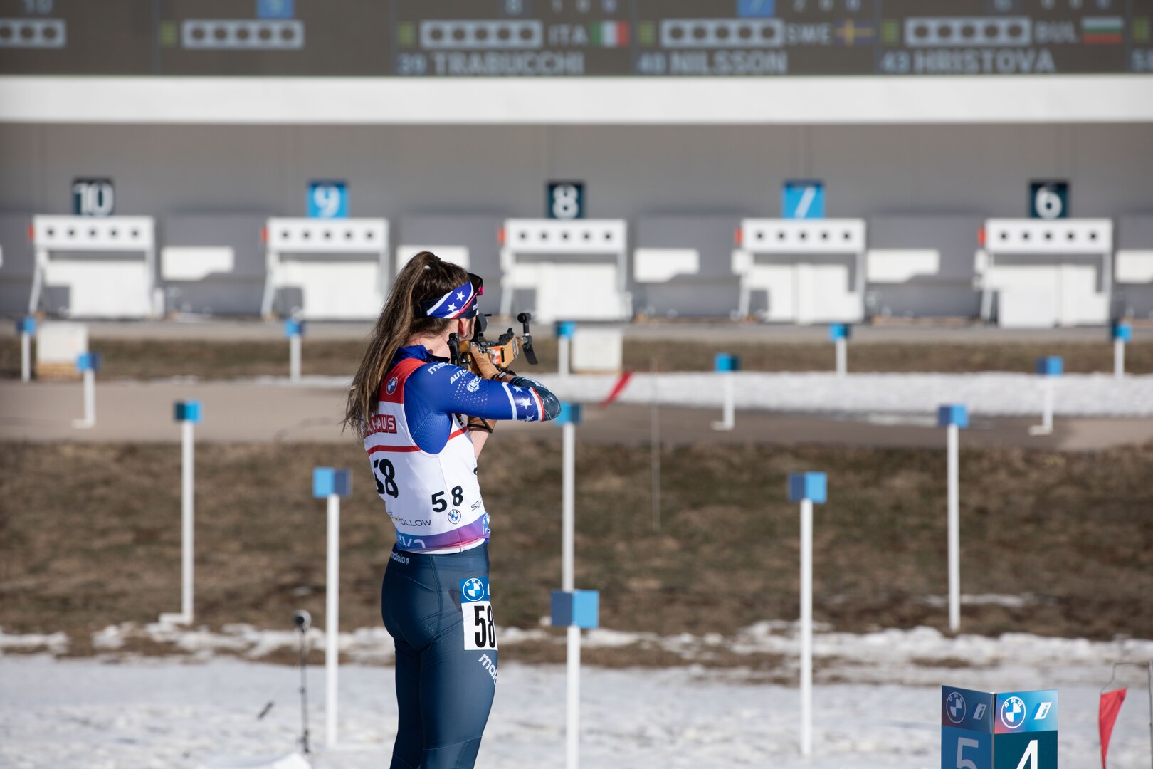 U.S. Army Sgt. Deedra Irwin, human resources specialist, Joint Force Headquarters, Vermont National Guard, competes in the Women's 10 km Pursuit during the International Biathlon Union World Cup races at Soldier Hollow in Utah March 10, 2024.