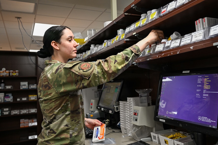 military pharmacy technician stocks medications