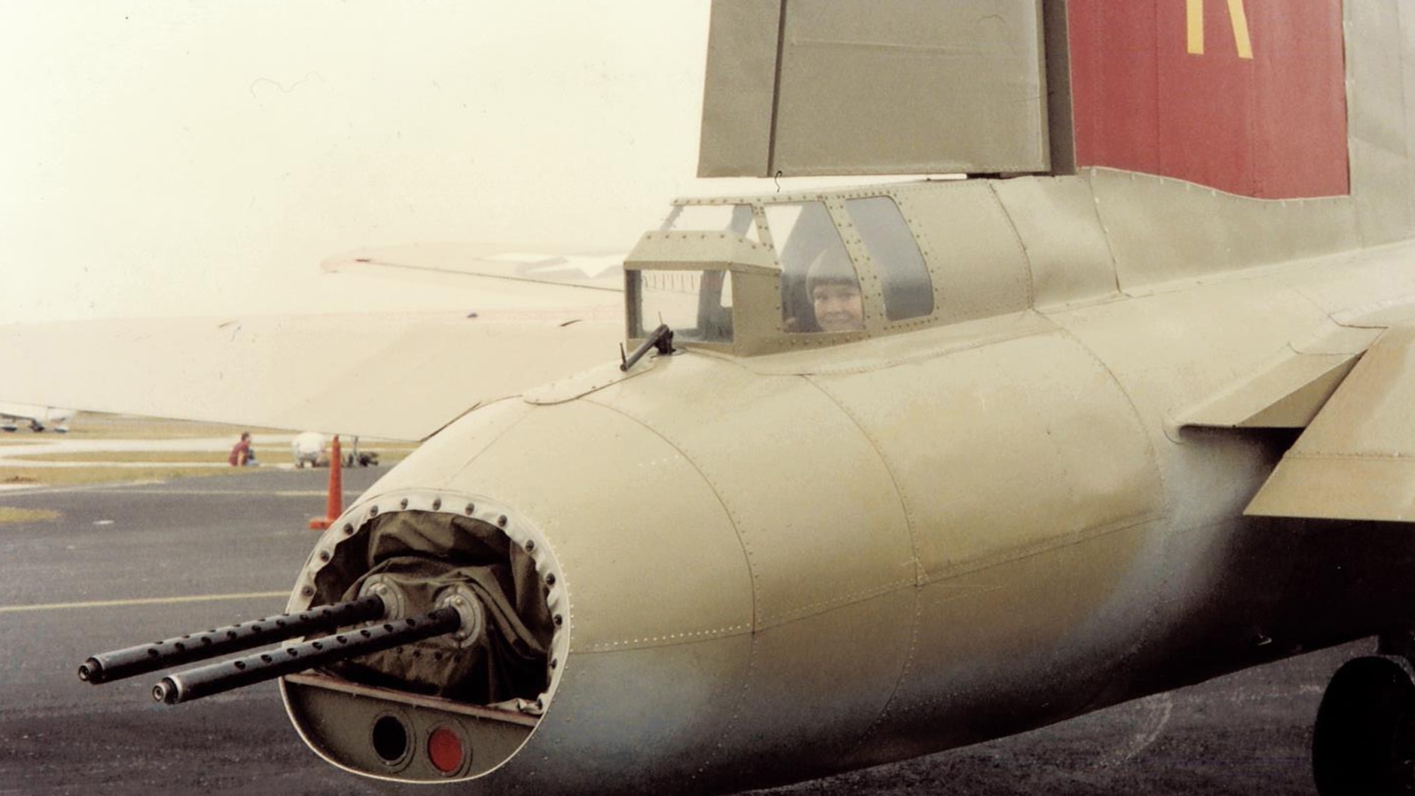 Adam Luff sits inside a Boeing B-17 Flying Fortress “Memphis Belle” during the 1992 MacDill AirFest at MacDill Air Force Base, Florida, April 11, 1992.