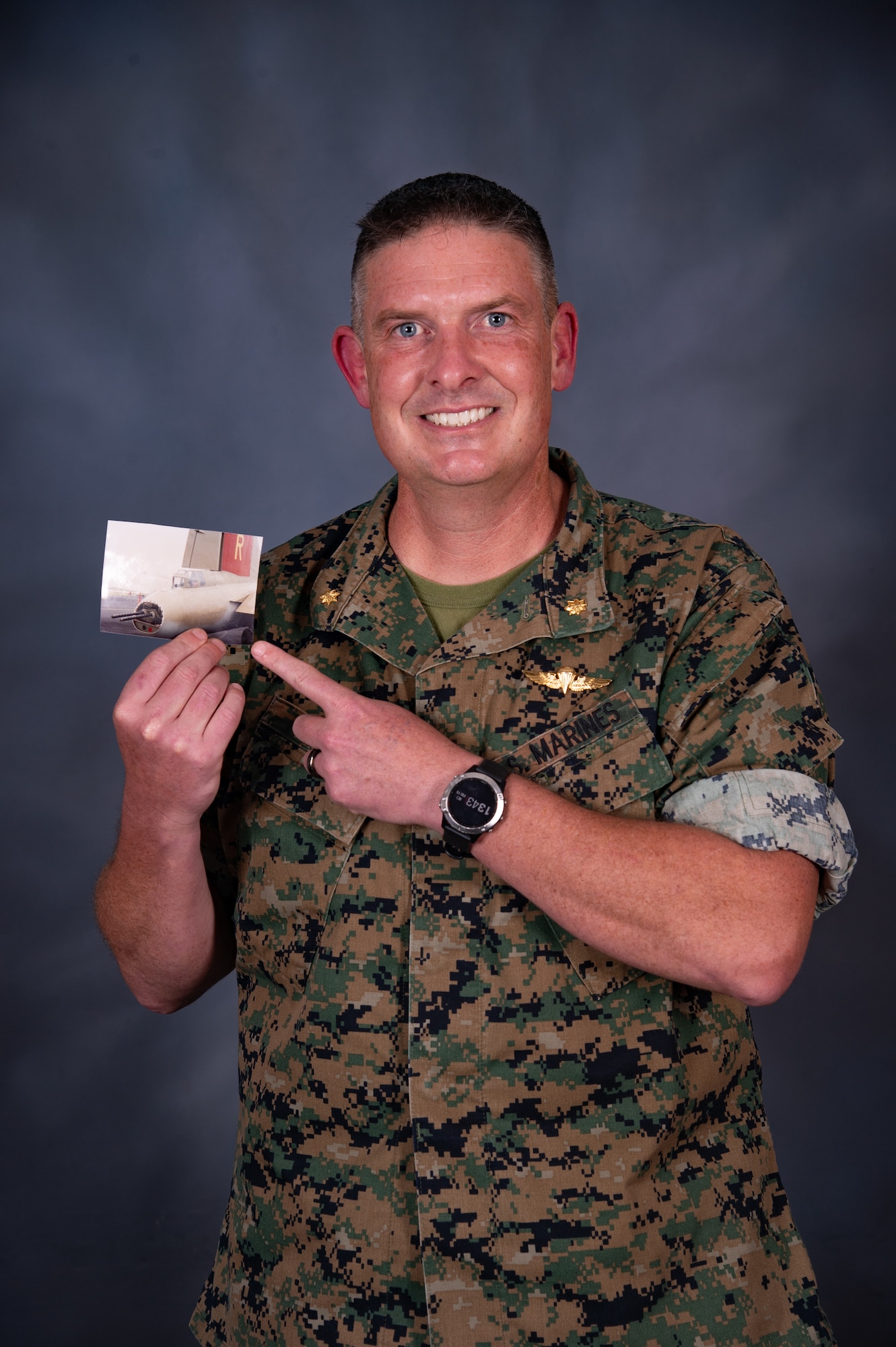 U.S. Marine Corps Major Adam Luff, Aide-de-Camp to the Deputy Commander of United States Special Operations Command, poses for a photo at MacDill Air Force Base, Florida, Mar. 15, 2024.
