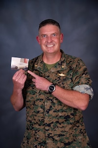 U.S. Marine Corps Major Adam Luff, Aide-de-Camp to the Deputy Commander of United States Special Operations Command, poses for a photo at MacDill Air Force Base, Florida, Mar. 15, 2024.