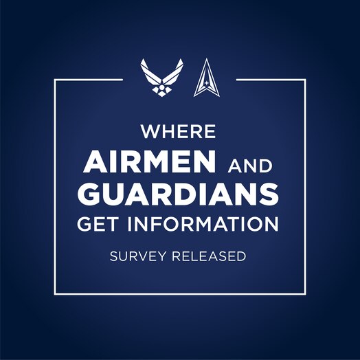  The Department of the Air Force will release the latest iteration of the Where Airmen and Guardians Get Information survey to thousands of Airmen and Guardians in the coming week. It will identify trends in external sources of information Department personnel are using to stay informed. (U.S. Air Force graphic)