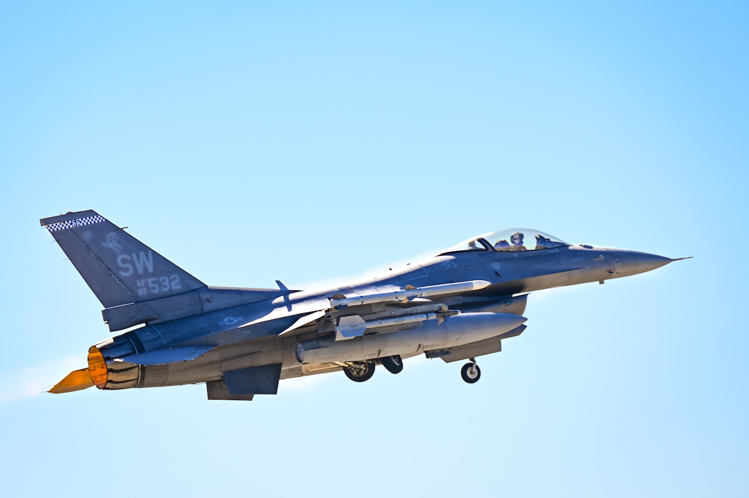 U.S. Air Force F-16 from Shaw Air Force Base in the air.