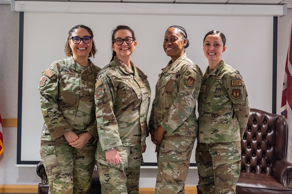 Female senior enlisted leaders assigned to Royal Air Force Mildenhall and RAF Lakenheath held a women’s enlisted panel at Royal Air Force Mildenhall, England, March 19, 2024.