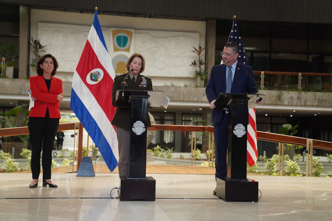 - The commander of U.S. Southern Command, U.S. Army Gen. Laura Richardson speaks during a press conference alongside Costa Rican President Rodrigo Chaves Robles and join U.S. Secretary of Commerce Gina M. Raimondo.