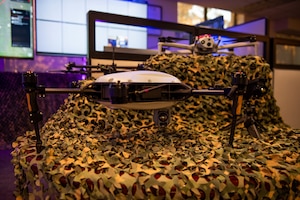 Various drones on display.