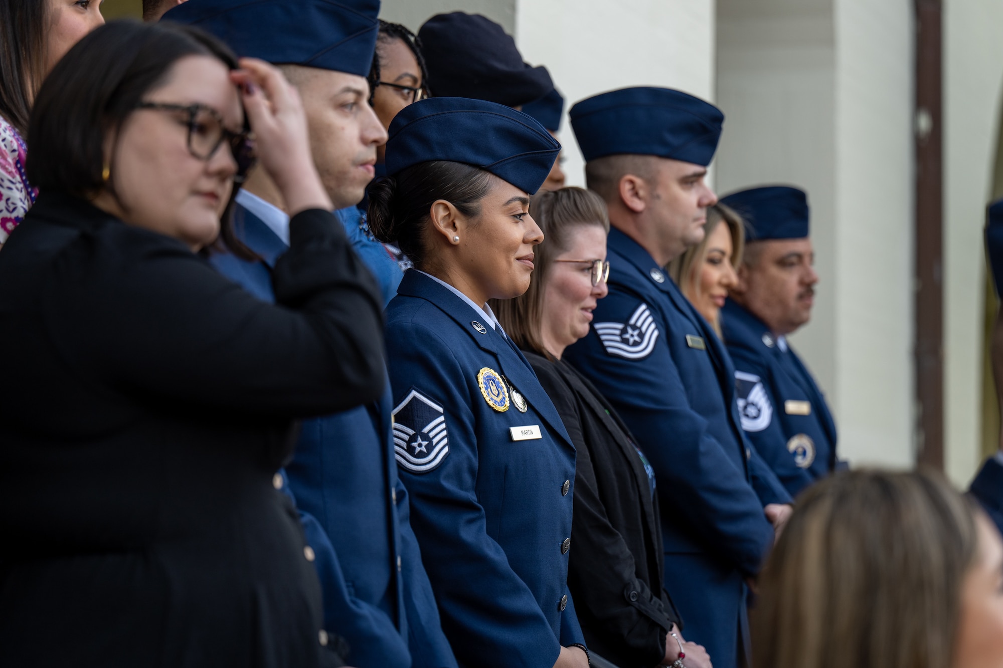 Tech Sgt. Vicki Martin, an in service/lead recruiter from the 926th Air Wing Recruiting Squadron in Nellis AFB, Nevada was recognized as Air Force Recruiting Service’s top recruiter for fiscal year 2023 during a four-day AFRS program called Operation Blue Suit which honored the 13 best recruiters.