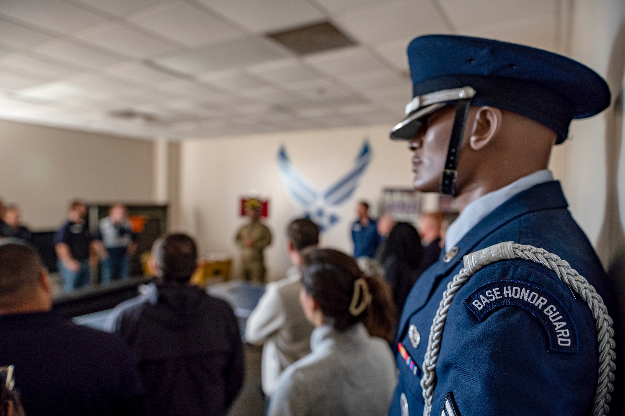 The Leadership Lowndes class of 2024 visits the Base Honor Guard facility at Moody Air Force Base, Georgia, March 21, 2024. Strengthening relationships between Moody and the Lowndes County community allows both organizations to learn about shared interests and opportunities. (U.S. Air Force photo by Airman 1st Class Leonid Soubbotine)