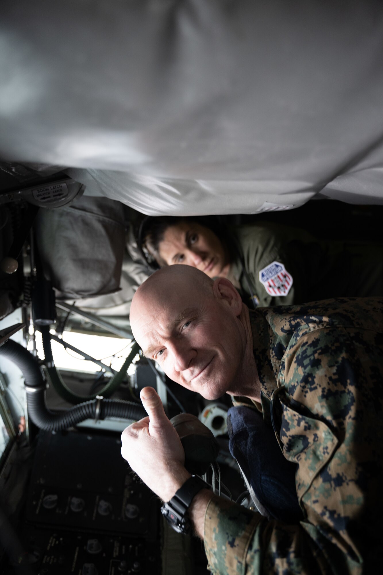 The Senior Enlisted Advisor to the Chairman of the Joint Chiefs of Staff, U.S. Marine Corps Sgt. Maj. Troy Black, visited the 459th Air Refueling Wing to participate in an air refueling orientation flight on the Air Force Reserve unit’s KC-135 Stratotanker aircraft on March 19, 2024. The SEAC also spoke to Joint Base Andrews service members later in the day during an All Hands call at the 459th ARW auditorium.