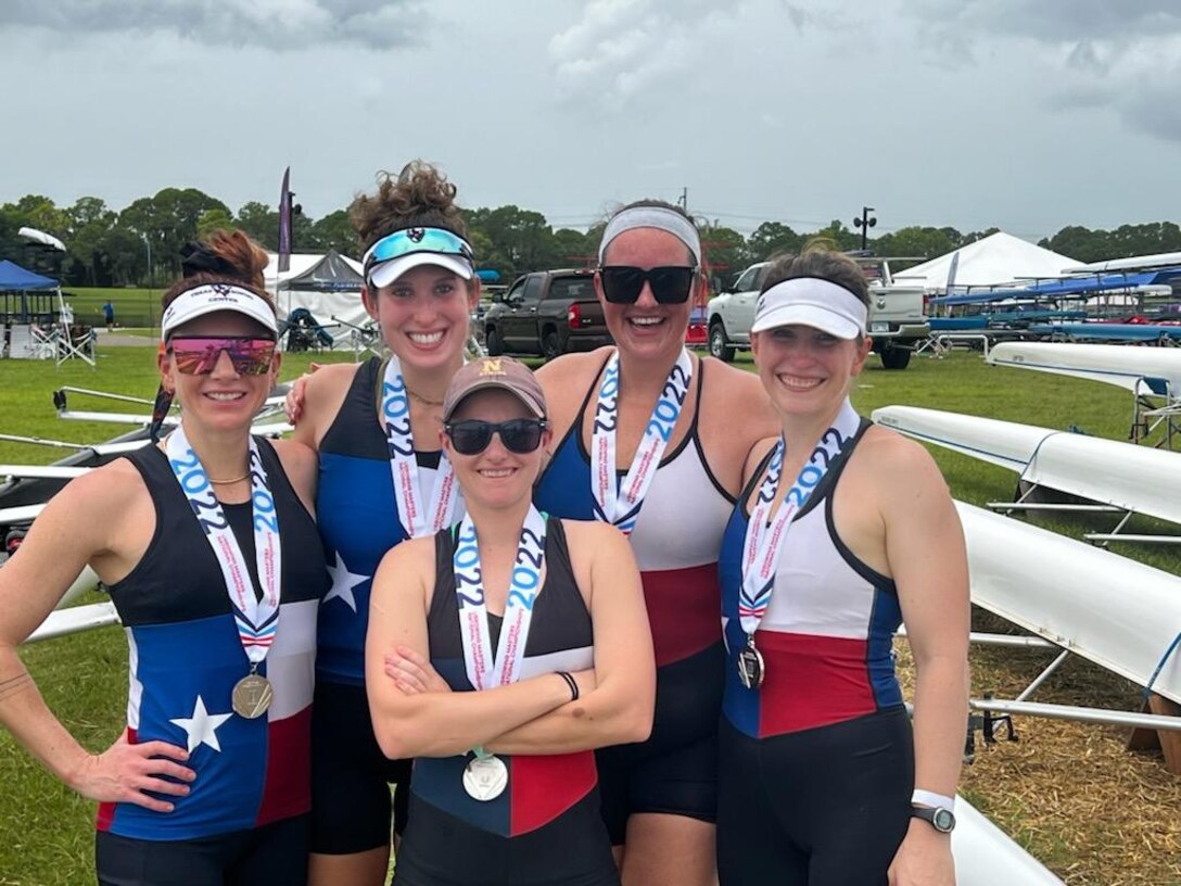 Captain Alexandria Switzer, the Supply Officer of 1st Marine Corps district Head Quarters and a San Antonio, Texas native, provides her experiences in finding passion and growth in an unexpected sport, Garden City, New York, November 2, 2023. Capt. Switzer started her passion for rowing at the Naval Academy, which she in turn takes the experiences and learned leadership and applies it to her position as an officer in the Marine Corps. (U.S. Marine Corps photo by Sgt. Heather Atherton)